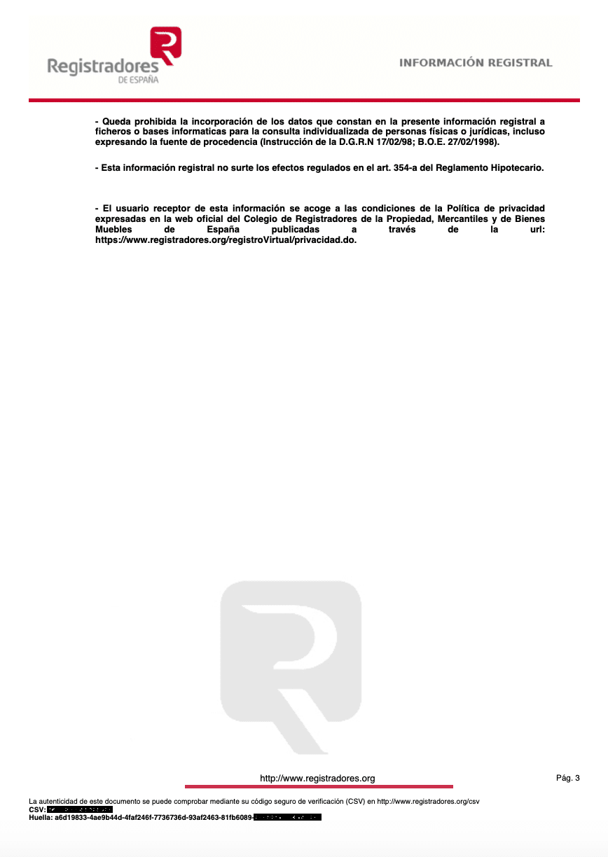 Spanischer Grundbuchauszug Seite 3